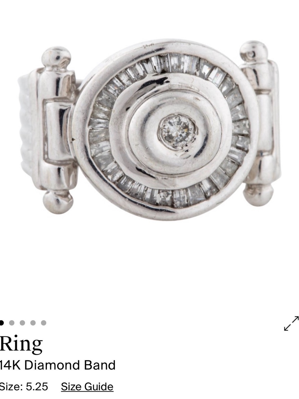 14K White Gold Diamond Circle Band Ring -